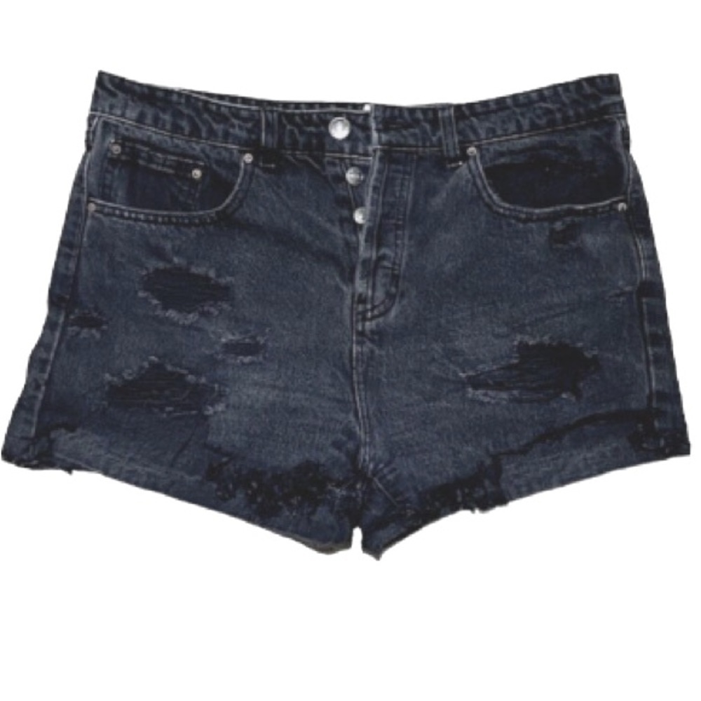 🌺 FOREVER 21 HIGH WAISTED DISTRESSED CUT-OFFS LA BLACK DENHAM SHORTS.  Sz.31